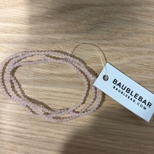 BaubleBar Light Pink Beaded Semi Precious Rose Quartz Bracelet Set